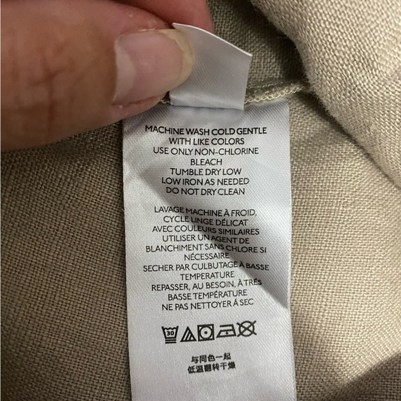 Free People 100% Linen Khaki Cream, Pleated, Wide Leg Cuff Pants Size 10. - Picture 6 of 11